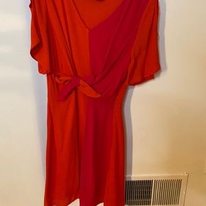 Skies Are Blue color blocked wrap dress